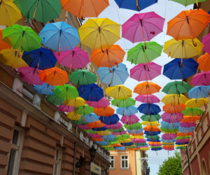 Leszno znów zdobią parasolki. Mienią się nad ul. Wróblewskiego kolorami tęczy