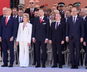Warszawa. Święto Narodowe Trzeciego Maja. Para prezydencka na Placu Zamkowym w Warszawie