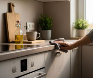 Zwykły olej pomoże Ci usunąć tłuszcz z szafek