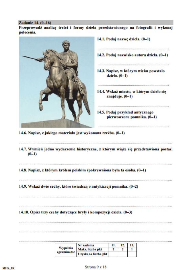 Matura 2016 - historia sztuki arkusze