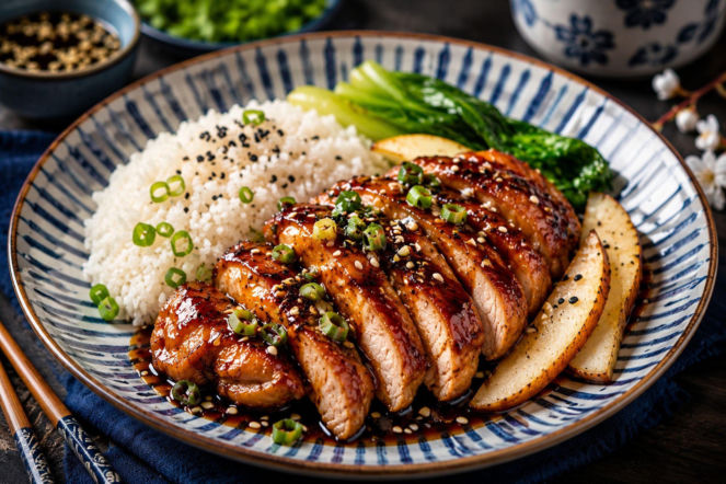 Kurczak teriyaki wychodzi soczysty i błyszczący. Słodko-słony sos zmienia go w obiad jak z azjatyckiej knajpki