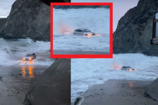 Zaparkował BMW przy PLAŻY i poszedł się bawić. Wieczorem auto PŁYWAŁO z rybkami - WIDEO