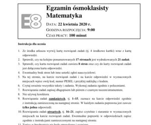 Egzamin ósmoklasisty 2020 - ODPOWIEDZI z matematyki