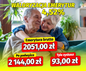Waloryzacja emerytur 4,52%