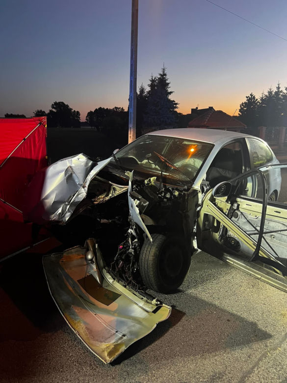 Auto huknęło w ogrodzenie, wypadł z niego silnik. "Kierowca bez oznak życia"