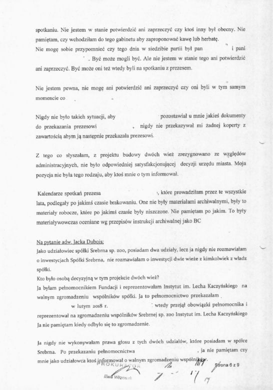  Protokół z przesłuchania Barbary Skrzypek. Prokuratura Okręgowa w Warszawie publikuje dokument