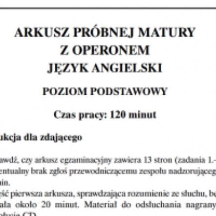 Matura próbna 2015/2016 Operon: JĘZYK ANGIELSKI: ZADANIA, TEMATY, ODPOWIEDZI, PRZECIEKI egzaminu 26.11.2015 – informacje, premiery teledysków – ESKA.pl