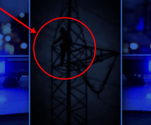 Wdrapał się na słup wysokiego napięcia... żeby lepiej widzieć fajerwerki! Szokująca akcja pod Wolinem