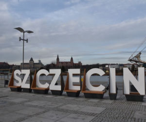 Napis Szczecin na Łasztowni