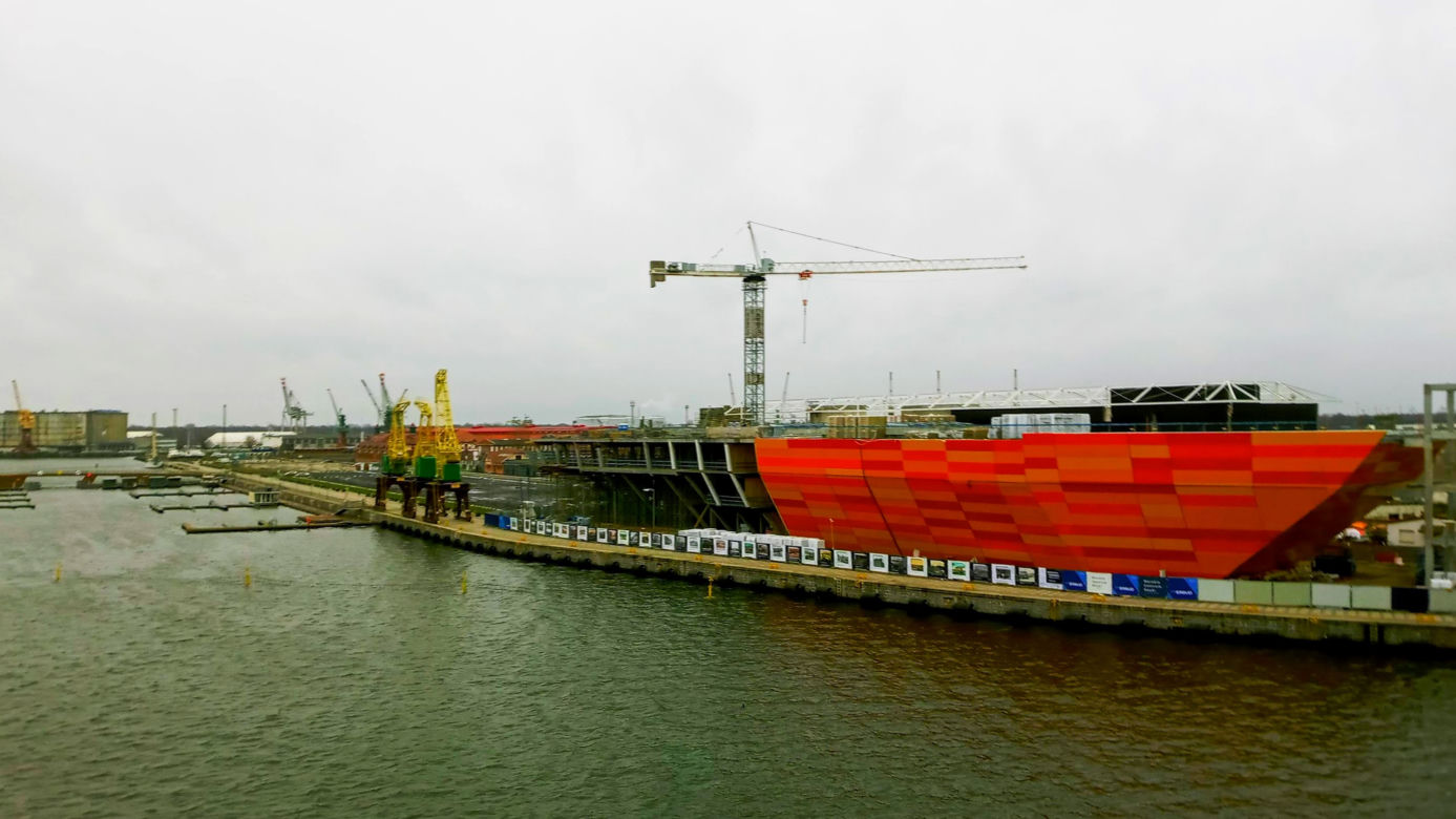 Budowa Morskiego Centrum Nauki w Szczecinie - styczeń 2021