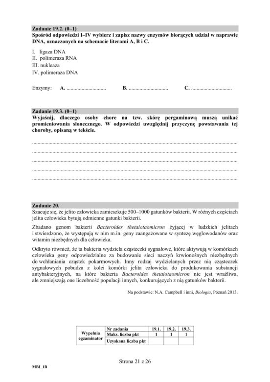 Matura 2020 ARKUSZE CKE z biologii POZIOM ROZSZERZONY 