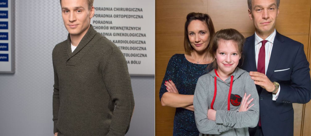 Na dobre i na złe. Kasia Smuda (Ilona Ostrowska), Matylda (Amelia Czaja) Michał Wilczyński (Mateusz Janicki), Andrzej Falkowicz (Michał Żebrowski)