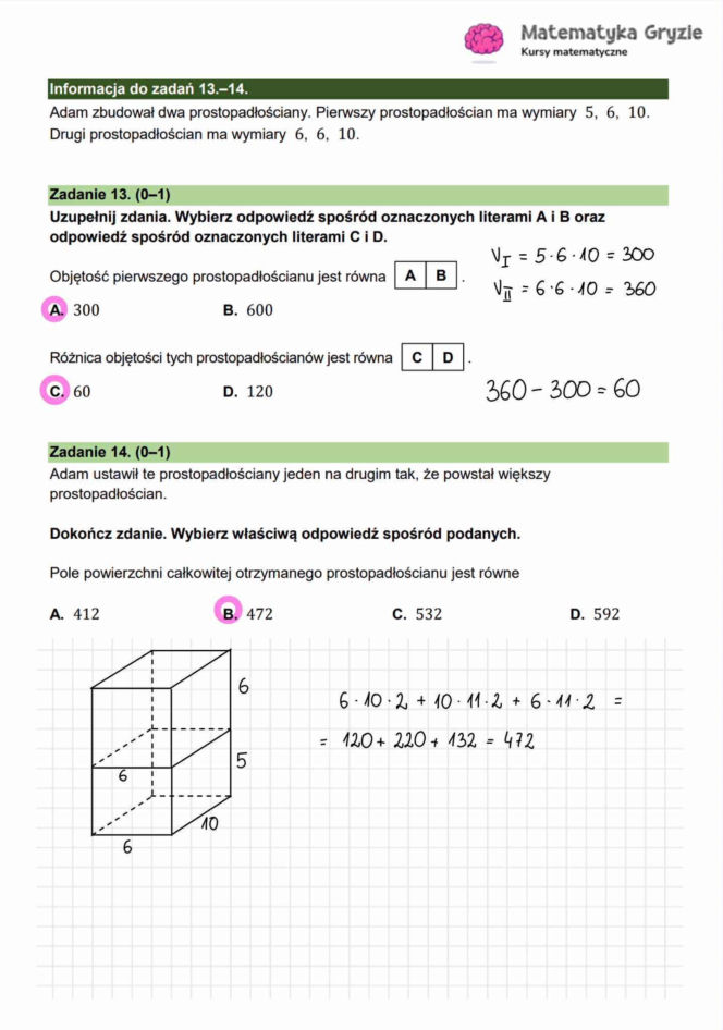 Próbny egzamin ósmoklasisty 2026 - MATEMATYKA. Poprawne odpowiedzi