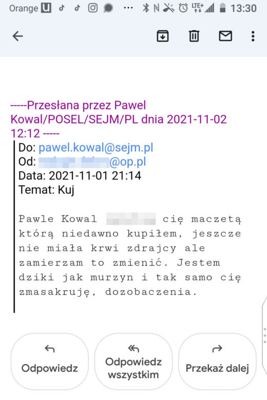 Politycy dostają okropne wiadomości