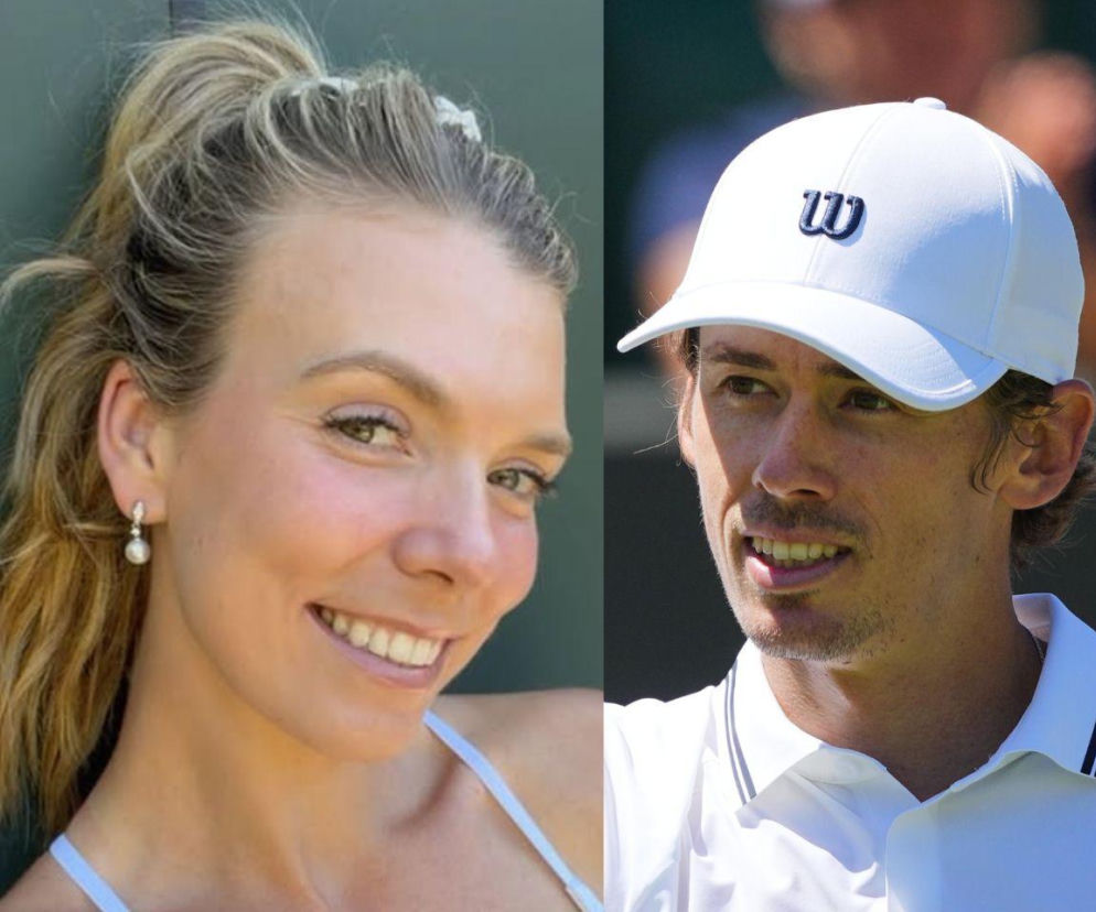 Uśmiechnięta Katie Boulter i Alex de Minaur w białej czapce. O ich potajemnym ślubie przeczytasz na SE.