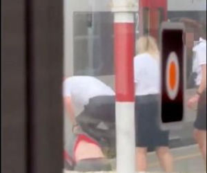 Szokujące sceny na peronie w Wejherowie! Bójka agresywnego pasażera z konduktorem