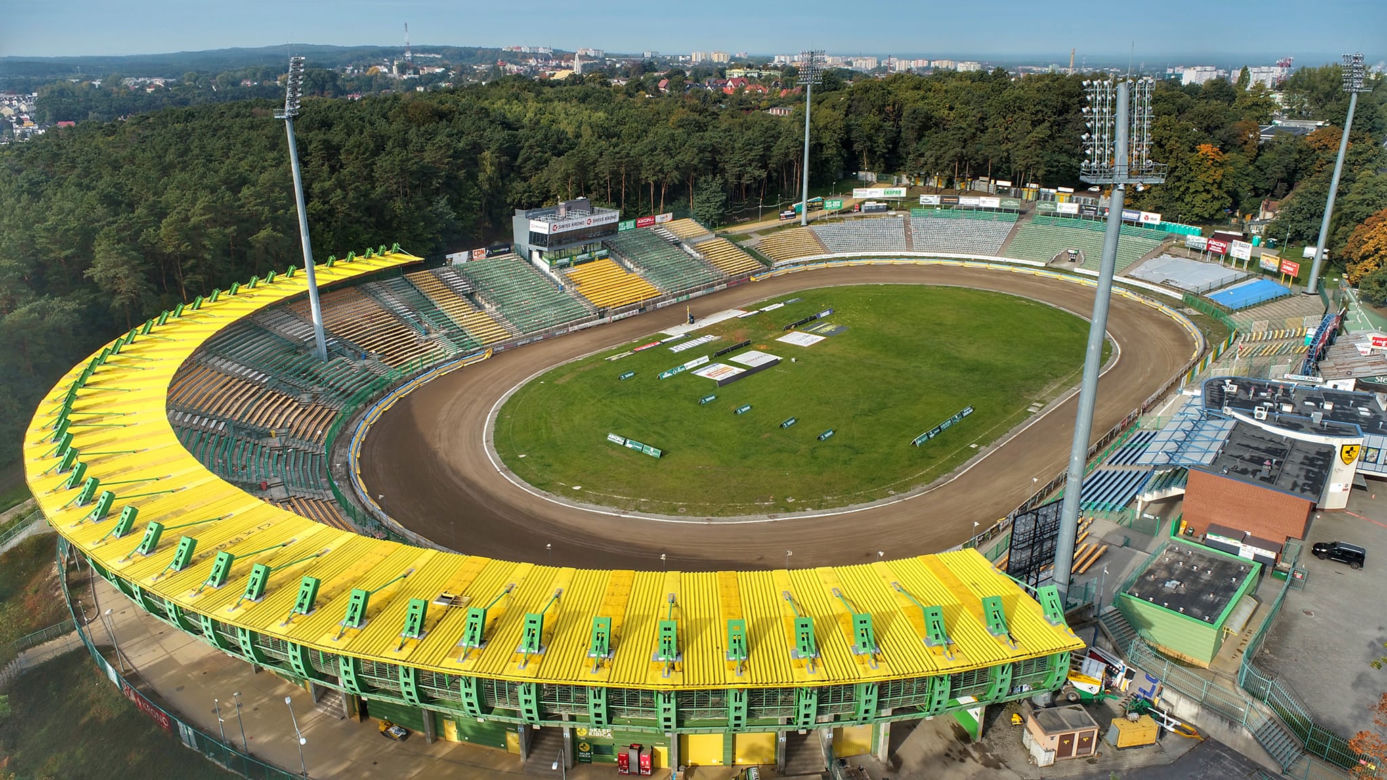 Stadion żużlowy w Zielonej Górze z lotu ptaka