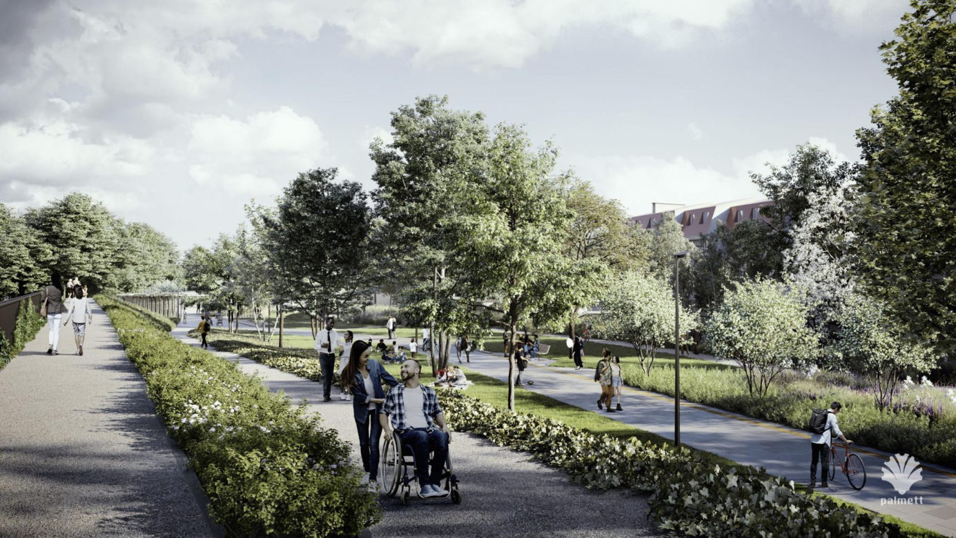 Tak będzie wyglądał park linearny nad POW na Ursynowie. Wizualizacje zapierają dech w piersiach