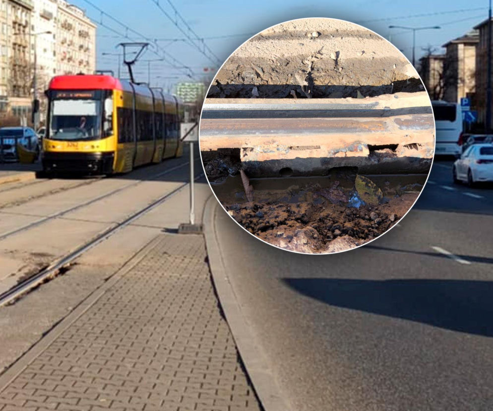 Wielka dziura w torach w centrum Warszawy. Sypią się na naszych oczach!