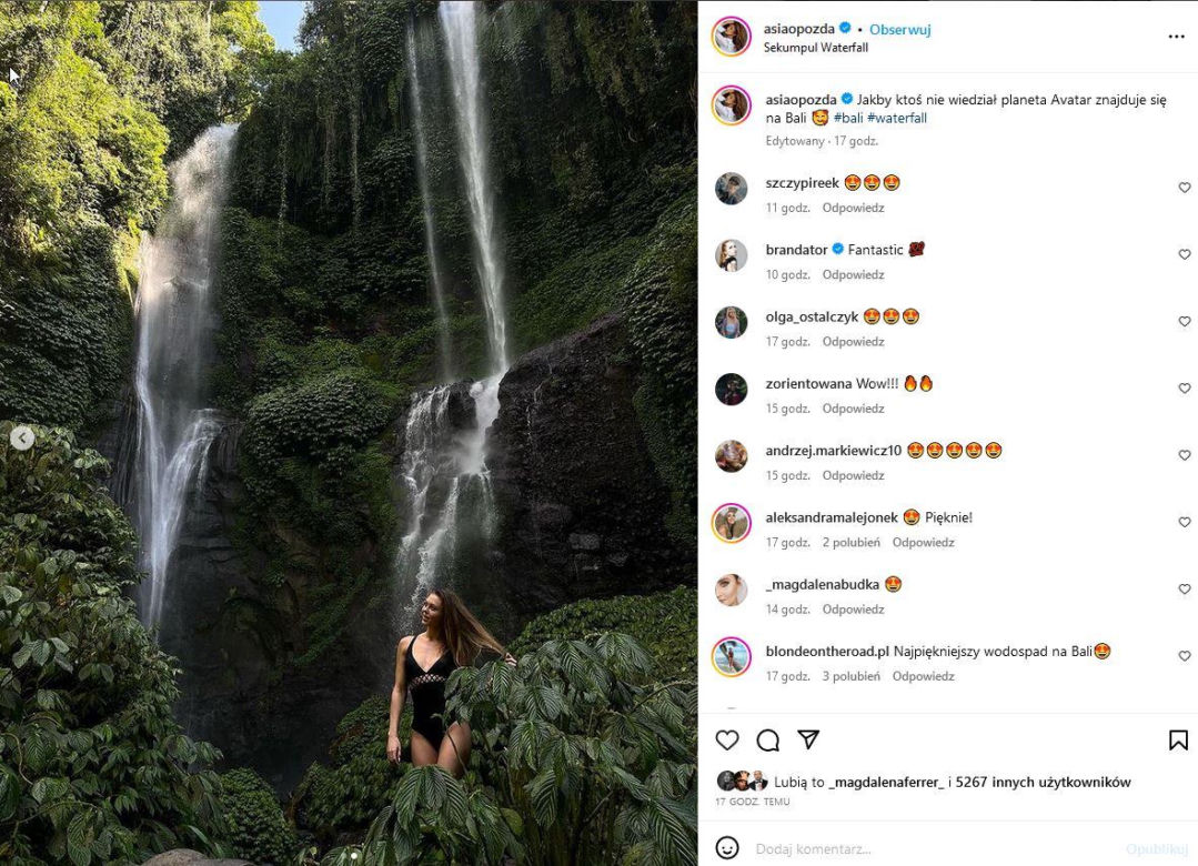 Joanna Opozda zarabia na Bali