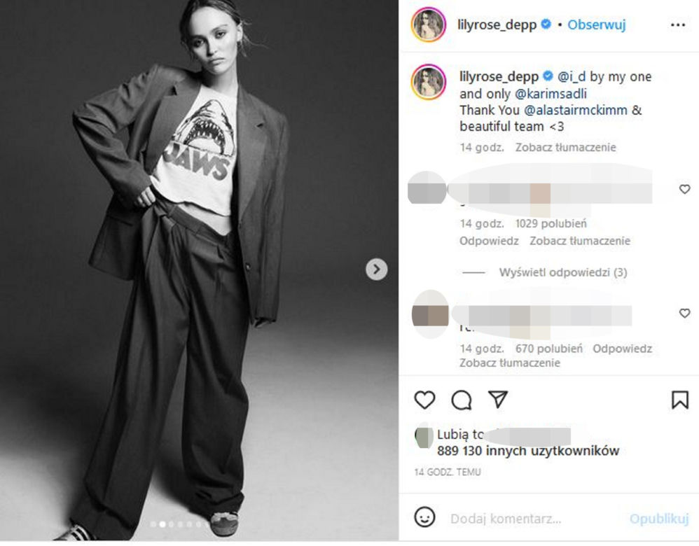 Lily Rose Depp odsłoniła nagie piersi