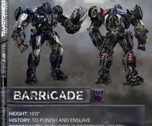 Transformers: The Last Knight, Decepticon Barricade