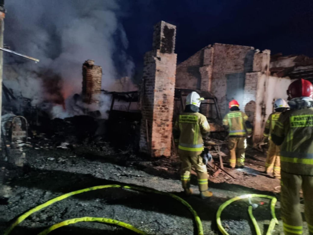 Pożar budynków w Kuźnicy Starej
