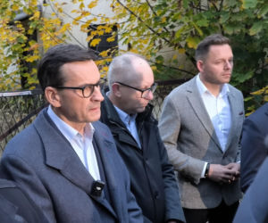 Łukasz Borowiak i Mateusz Morawiecki w Lesznie