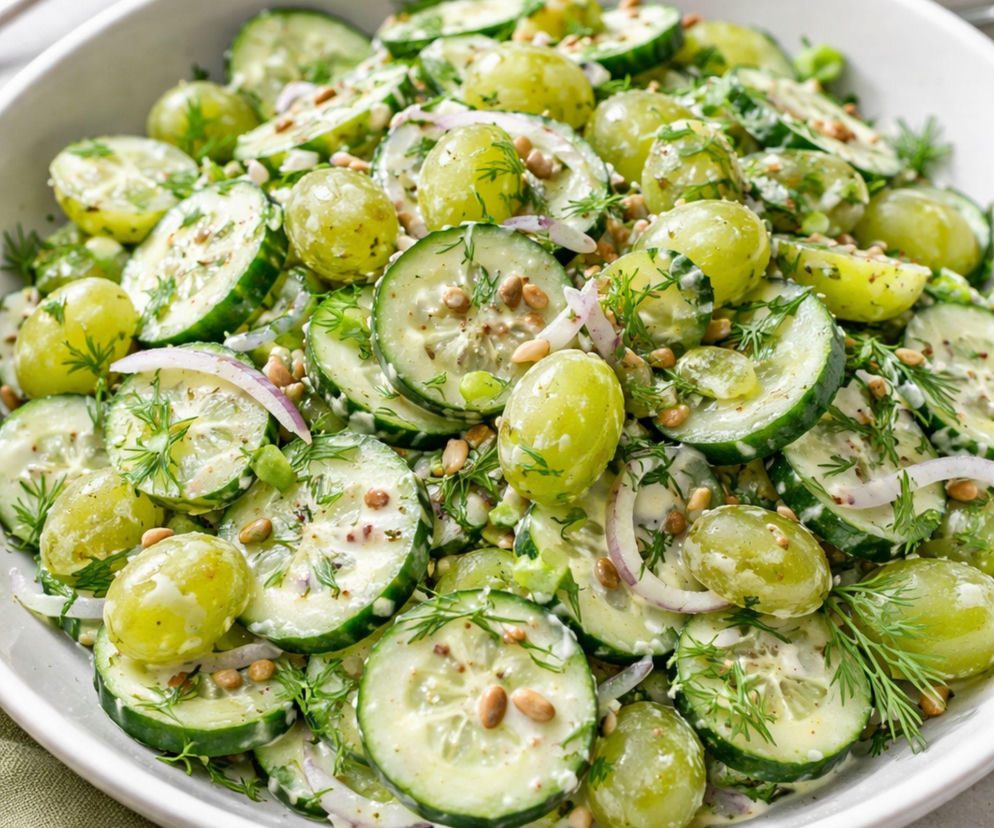 Surówka z ogórka, winogron i koperku – świeżość z twistem. Znika szybciej niż schabowy