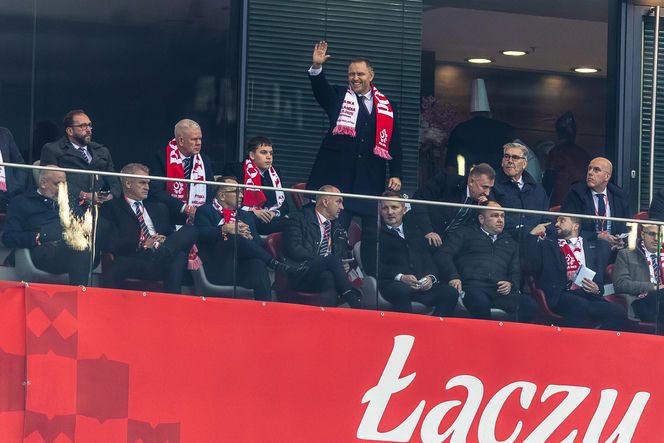 Karol Nawrocki na meczu Polska - Holandia