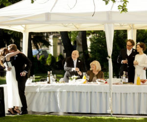 Barwy szczęścia odc. 1000. Hubert (Marek Molak), Klara (Olga Jankowska), Fryderyk (Paweł Nowisz), Teresa (Jolanta Lothe). Maria (Izabela Kuna), Marek (Marcin Perchuć)