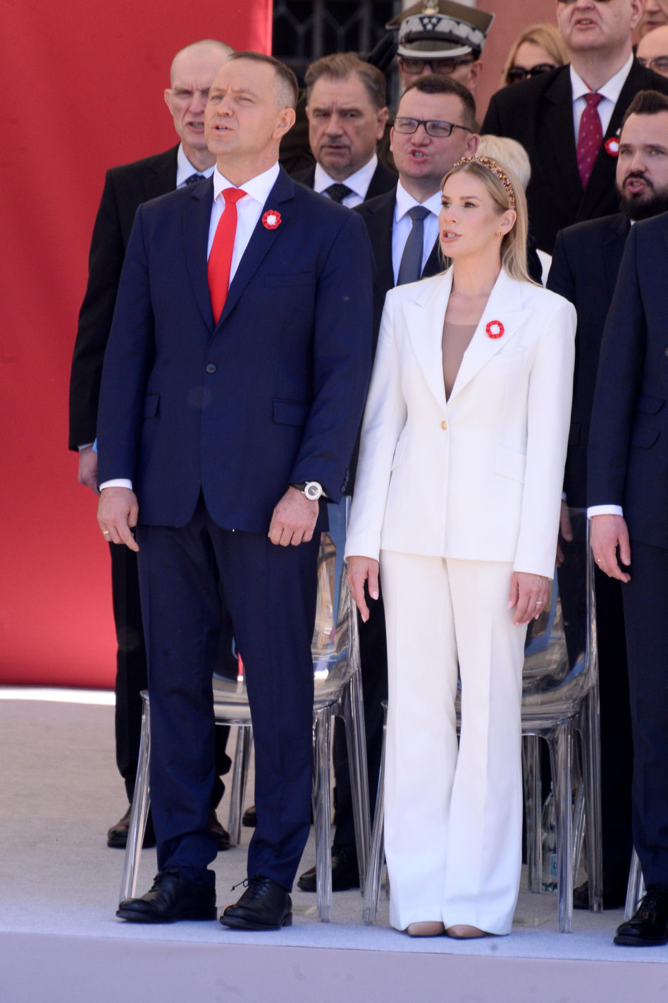 Warszawa. Święto Narodowe Trzeciego Maja. Para prezydencka na Placu Zamkowym w Warszawie