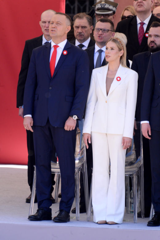 Warszawa. Święto Narodowe Trzeciego Maja. Para prezydencka na Placu Zamkowym w Warszawie