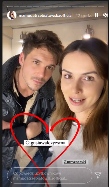 Na dobre i na złe na planie. Hania Sikorka (Marta Żmuda Trzebiatowska), Piotr Korban (Mikołaj Roznerski)