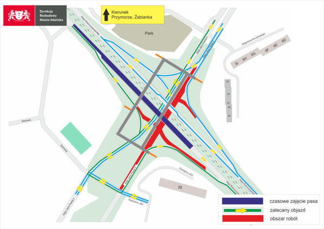 Rozbiórka kładki-giganta na gdańskiej Zaspie. Utrudnienia na skrzyżowaniu al. Rzeczpospolitej i al. Jana Pawła II