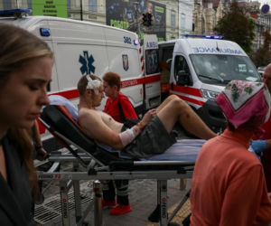 Atak drona na budynek SBU w Kijowie
