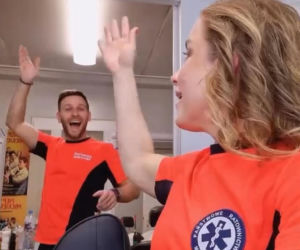 Wojciech Zygmunt i Anna Haba na planie Na sygnale