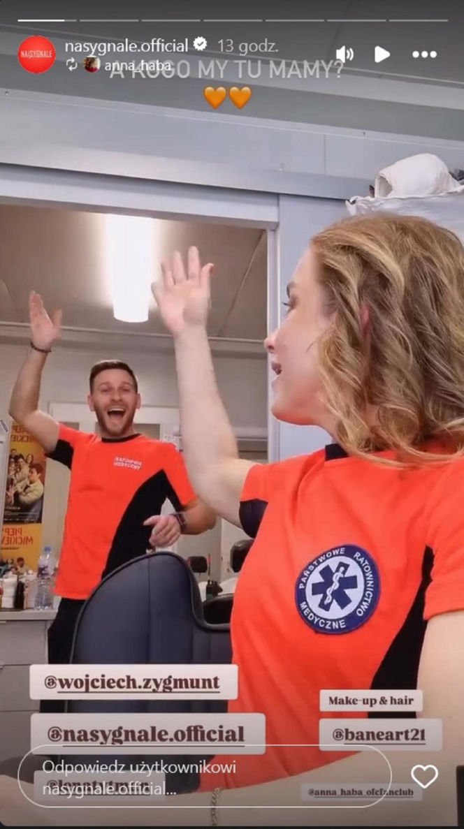 Wojciech Zygmunt i Anna Haba na planie "Na sygnale"