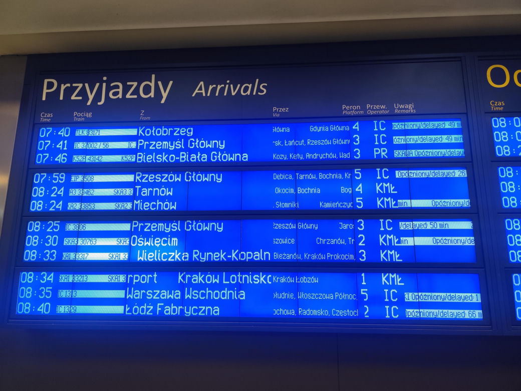 Protest maszynistów spowodował utrudnienia na kolei - dworzec w Krakowie