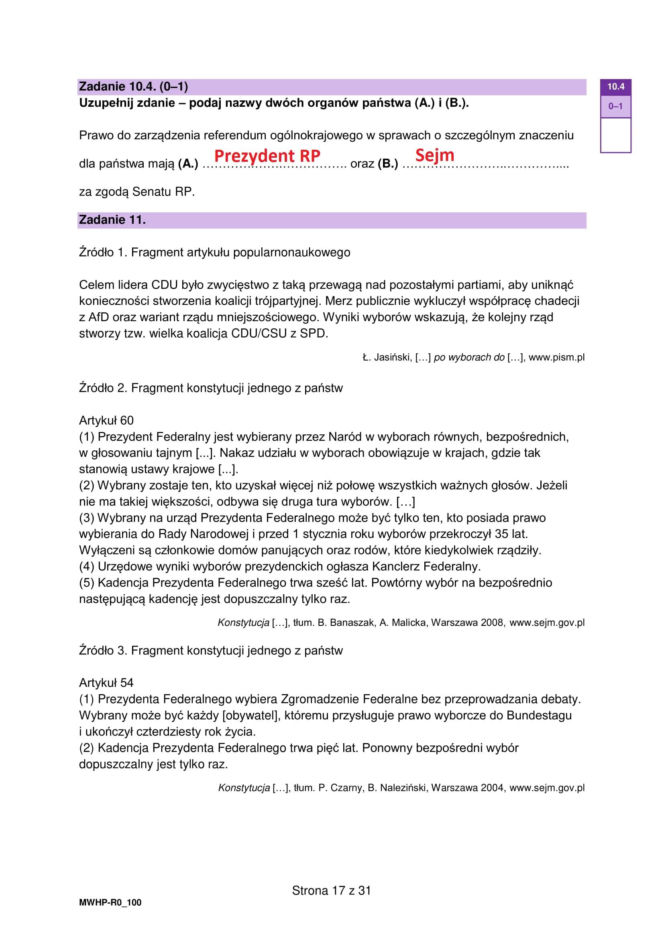 Matura próbna 2026: WOS rozszerzony - wszystkie odpowiedzi do arkusza CKE 16.01.2026