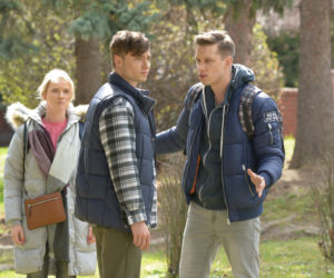 Pierwsza miłość, odcinek 2695, Hania (Joanna Balas), Krystian (Patryk Pniewski), Piotrek (Michał Mikołajczak)