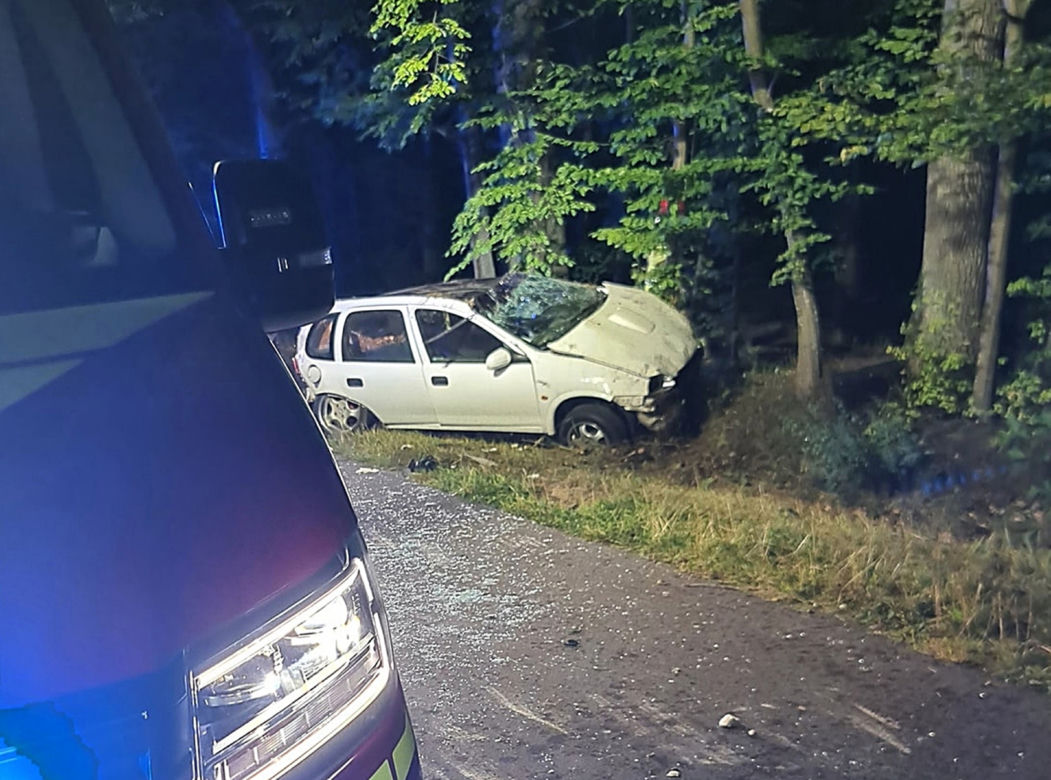 Potworny wypadek pod Mińskiem Mazowieckim. Opel rąbnął w drzewo. Dwie osoby nie żyją