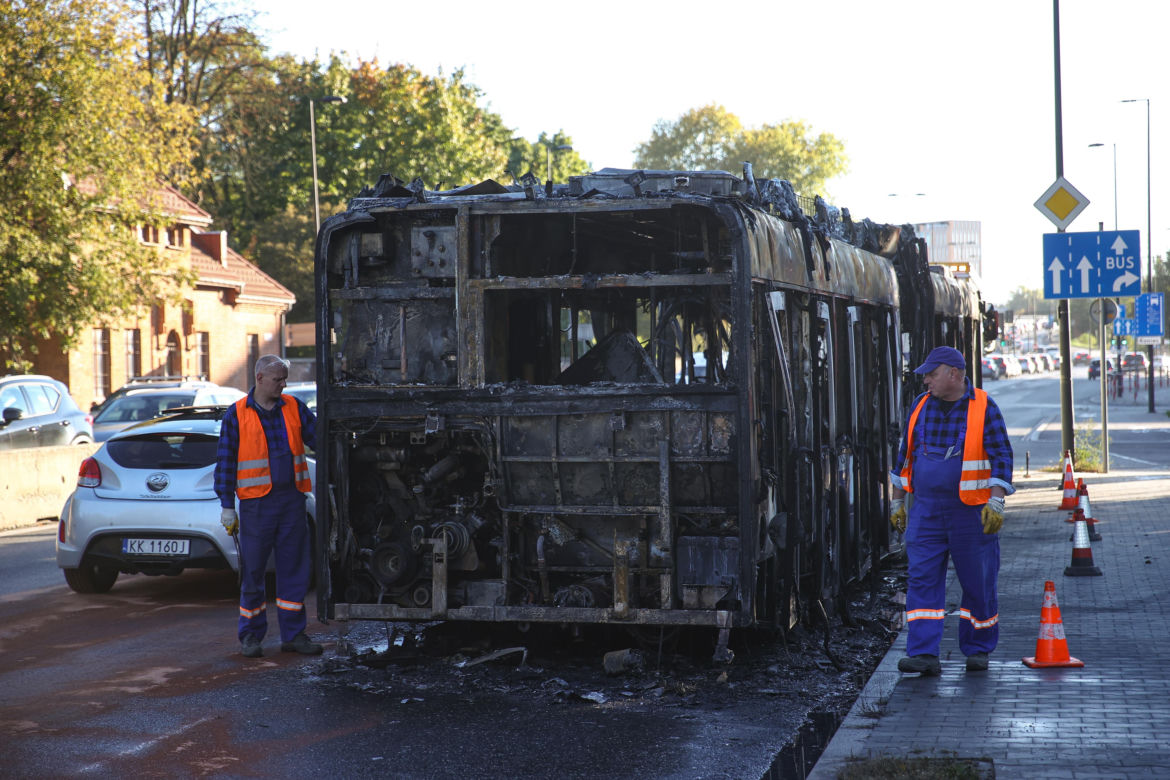 Pożar autobusu MPK w Krakowie