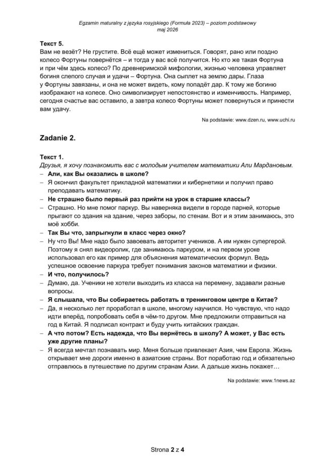 Matura 2026 ROSYJSKI podstawowy: Odpowiedzi do wszystkich zadań - sprawdź, czy zdałeś! 6.05.2026