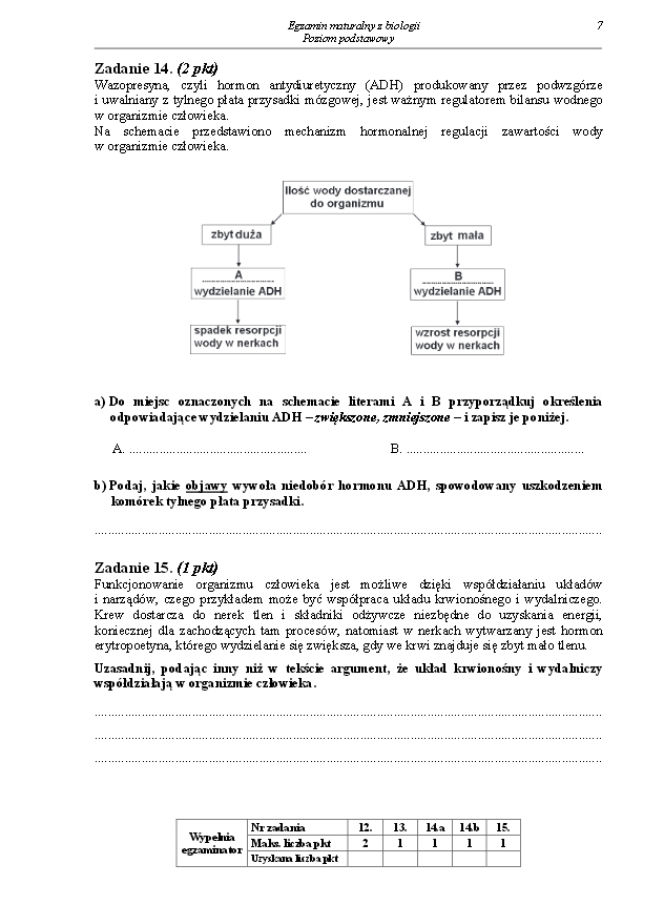 Arkusz biologia podstwowy matura 2014