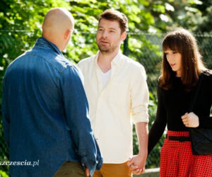 Barwy szczęścia. Norbert (Mateusz Ławrynowicz), Justyna (Lidia Sadowa), Daniel (Dawid Kartaszewicz)