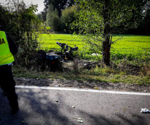 Audi roztrzaskało się na drzewie. Jechało nim 5 młodych osób 