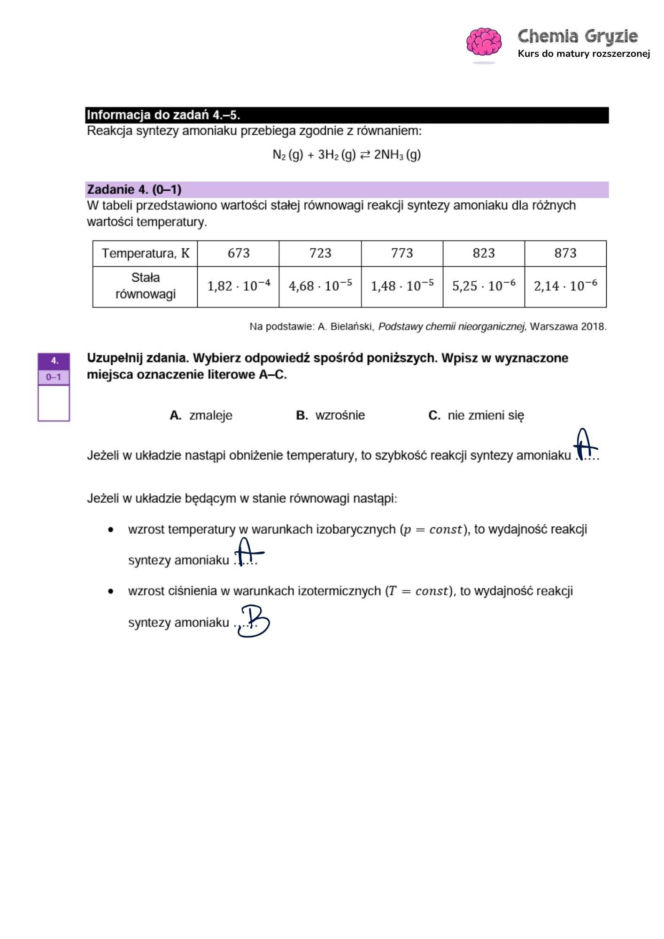 Matura próbna CKE 2026 - chemia. Poprawne odpowiedzi