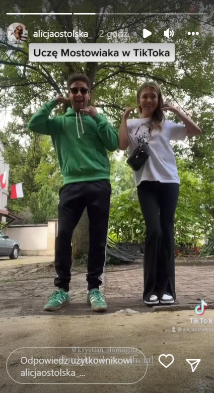 M jak miłość. Ala (Alicja Ostolska), Mateusz (Krystian Domagała) na planie 