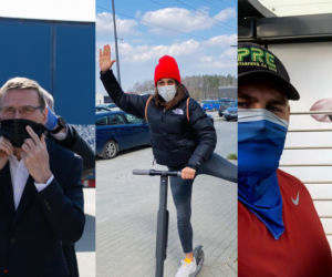 Mieszkańcy Olsztyna w maseczkach